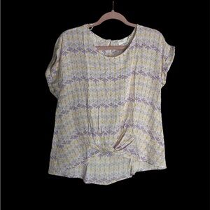 Pink Rose Purple and Yellow Floral Blouse